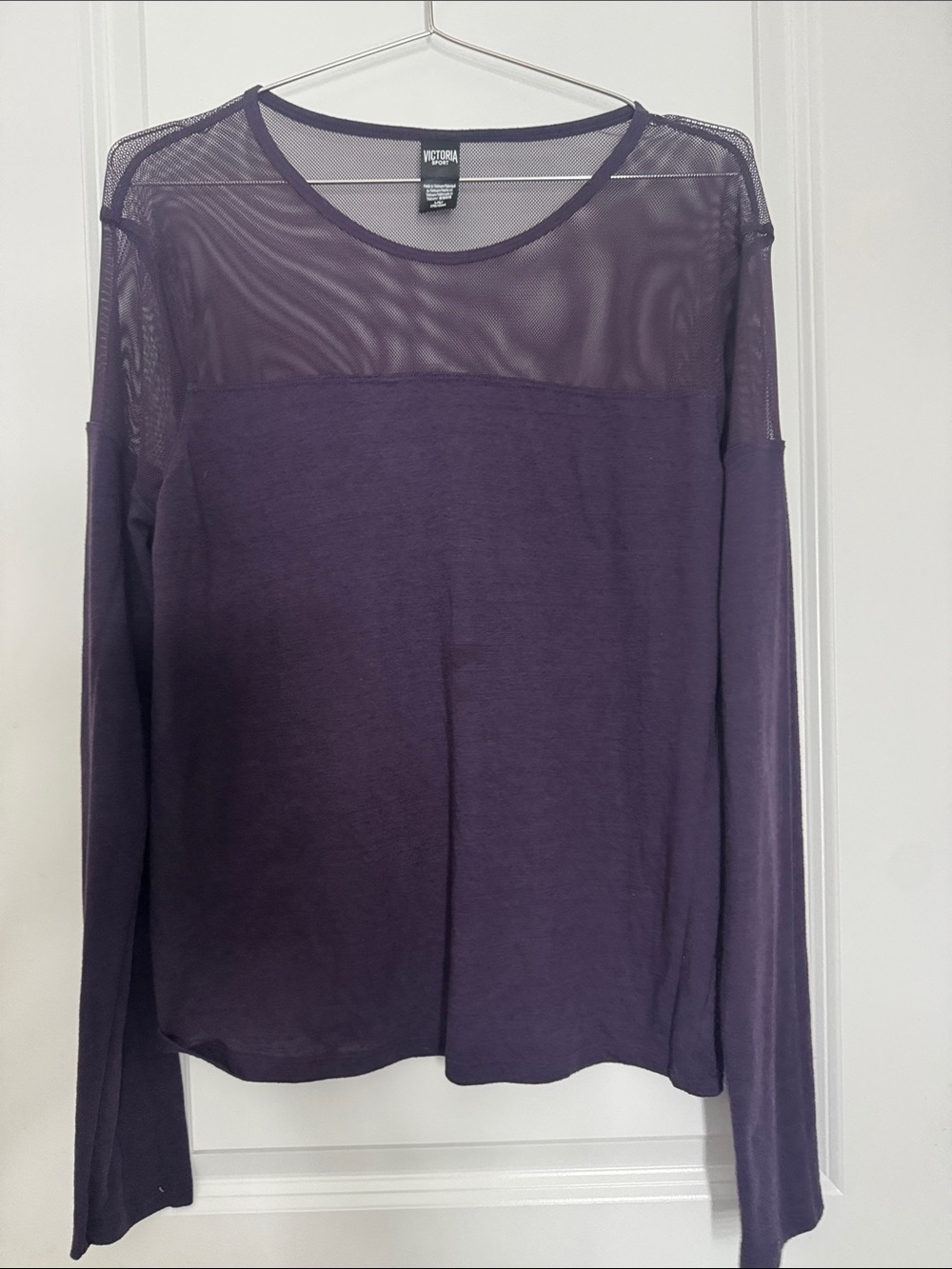 Victoria's Secret Plum Mesh-Inset Long Sleeve Top
